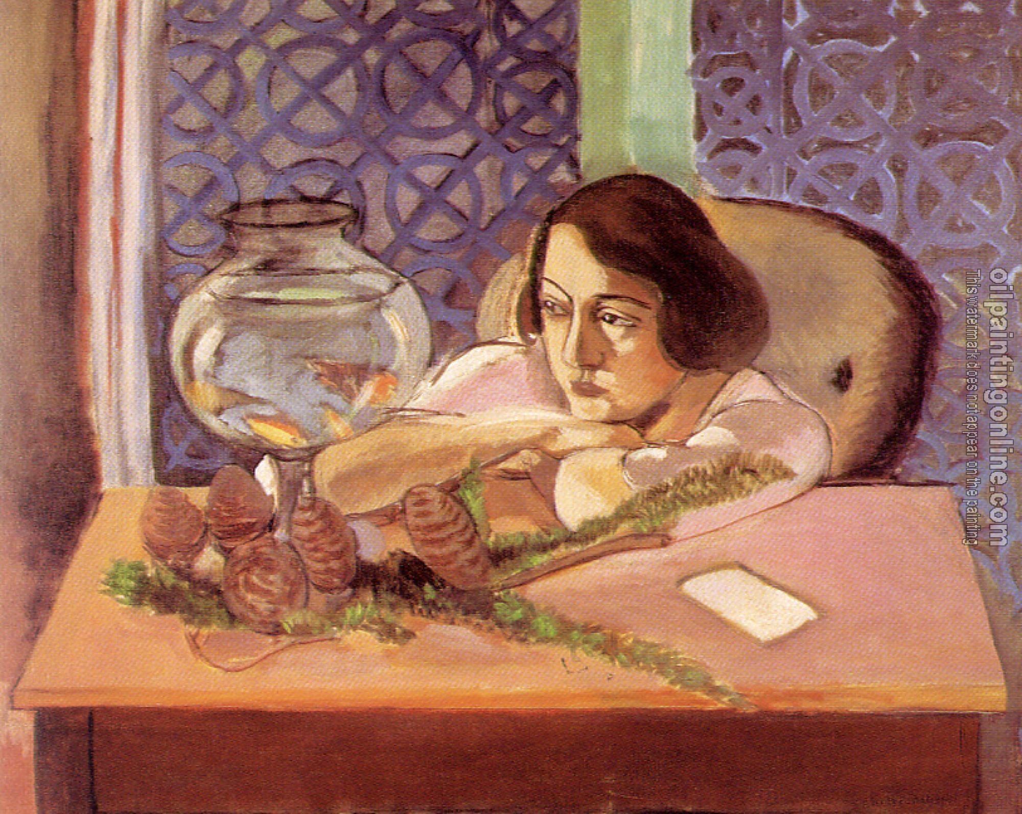 Matisse, Henri Emile Benoit - woman before an aquarium